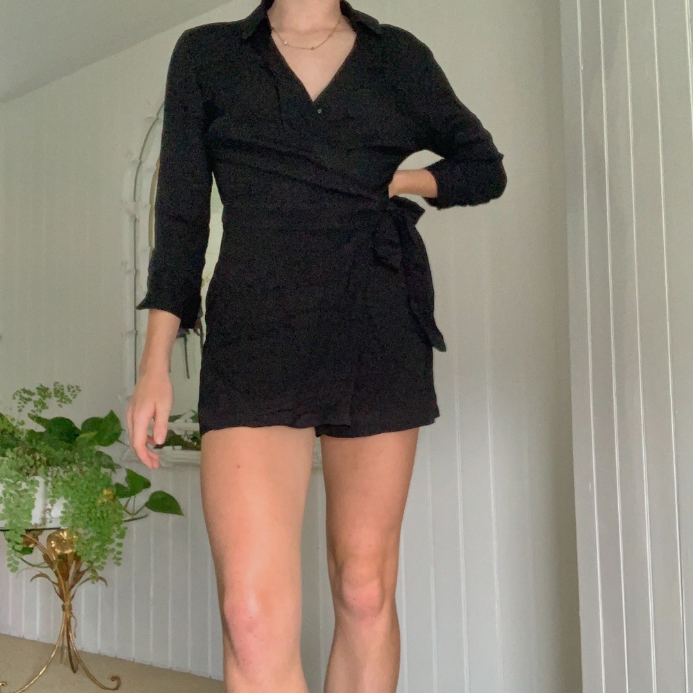 Black Wrap Collared Jumpsuit